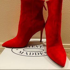 Red suede booties